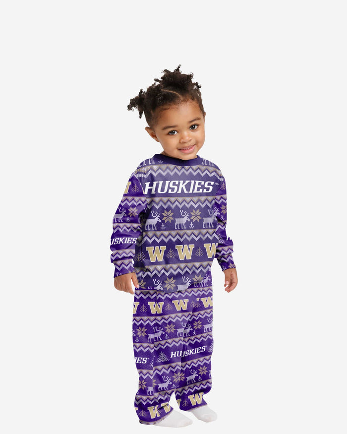 Washington Huskies Toddler Ugly Pattern Family Holiday Pajamas FOCO 2T - FOCO.com
