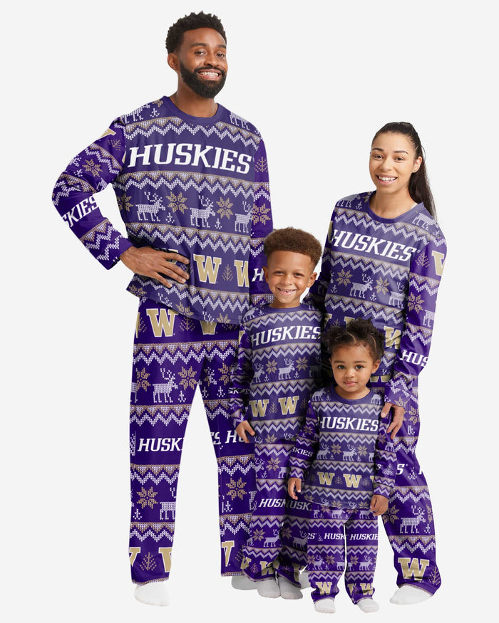Washington Huskies Toddler Ugly Pattern Family Holiday Pajamas FOCO - FOCO.com