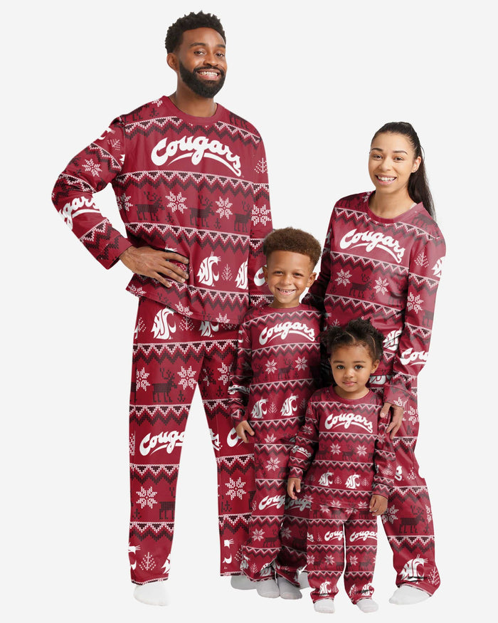 Washington State Cougars Toddler Ugly Pattern Family Holiday Pajamas FOCO - FOCO.com