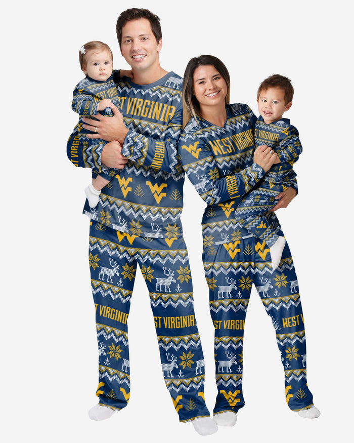 West Virginia Mountaineers Toddler Ugly Pattern Family Holiday Pajamas FOCO - FOCO.com