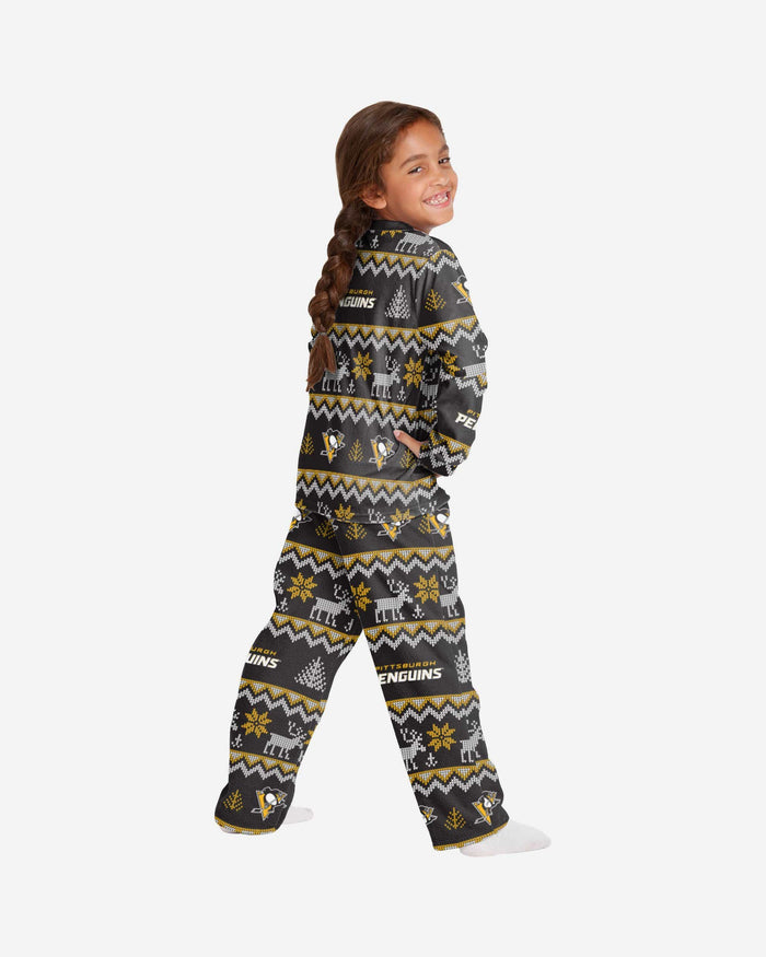 Pittsburgh Penguins Youth Ugly Pattern Family Holiday Pajamas FOCO - FOCO.com