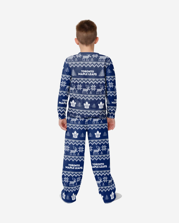 Toronto Maple Leafs Youth Ugly Pattern Family Holiday Pajamas FOCO - FOCO.com