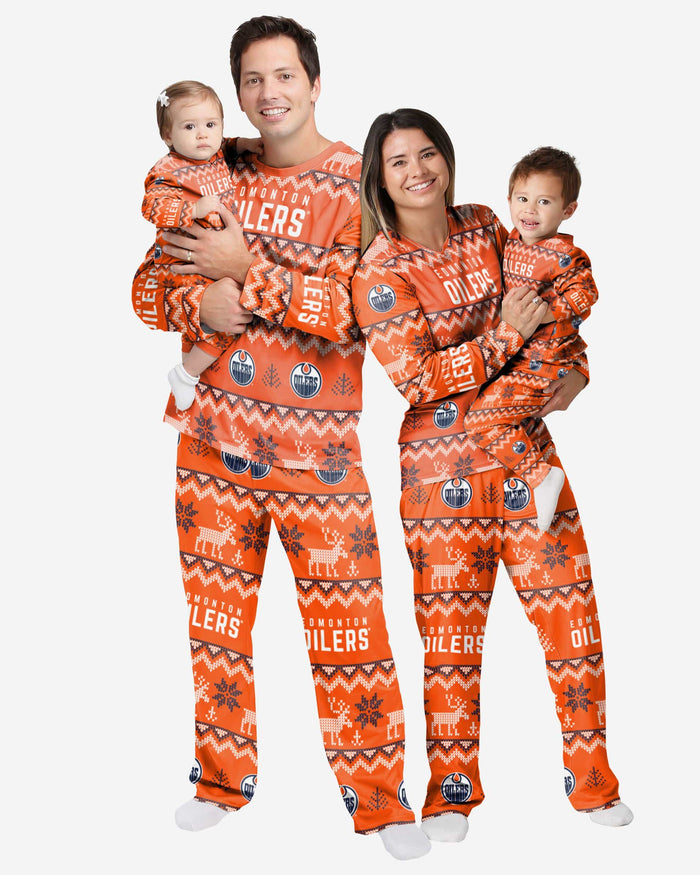 Edmonton Oilers Infant Ugly Pattern Family Holiday Pajamas FOCO - FOCO.com