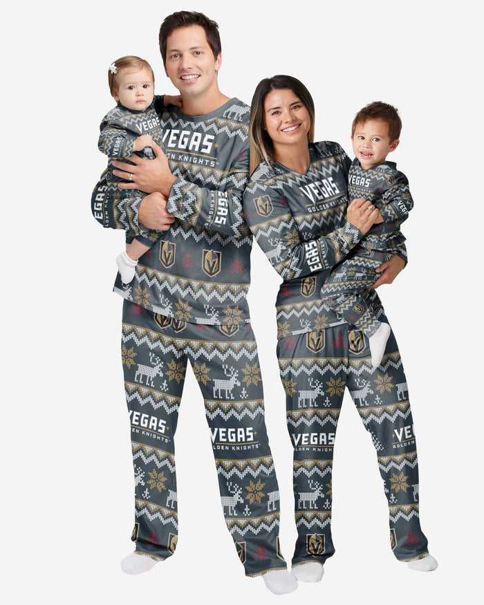 Vegas Golden Knights Infant Ugly Pattern Family Holiday Pajamas FOCO - FOCO.com