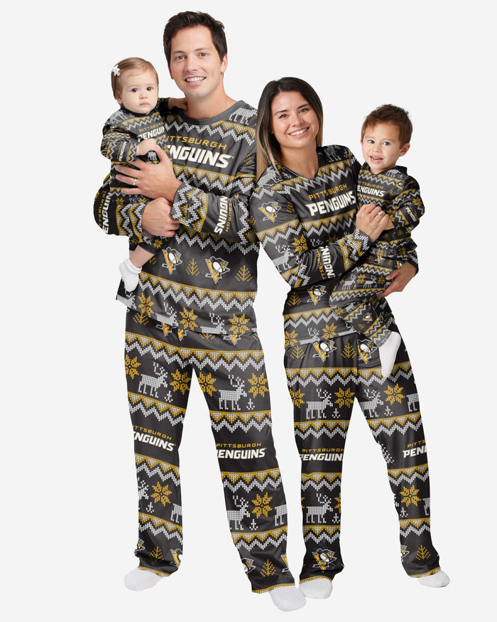 Pittsburgh Penguins Infant Ugly Pattern Family Holiday Pajamas FOCO - FOCO.com
