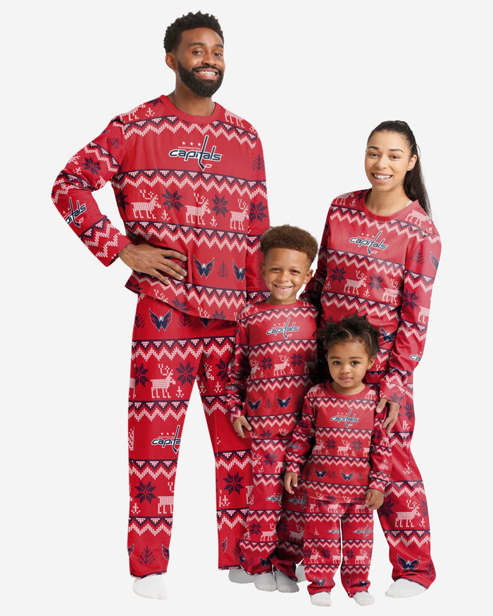 Washington Capitals Toddler Ugly Pattern Family Holiday Pajamas FOCO - FOCO.com