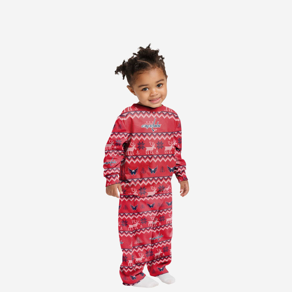 Washington Capitals Toddler Ugly Pattern Family Holiday Pajamas FOCO 2T - FOCO.com