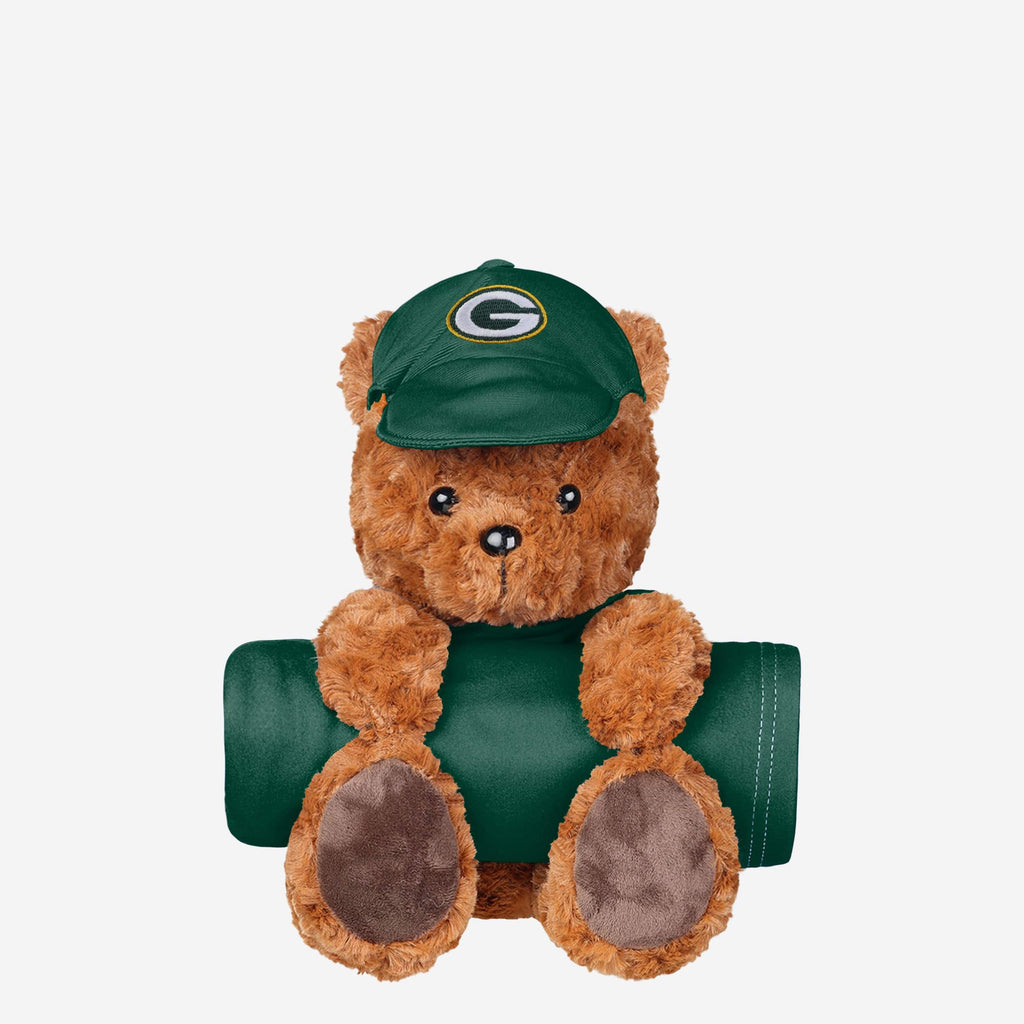 Green Bay Packers Throw Blanket With Plush Bear FOCO - FOCO.com