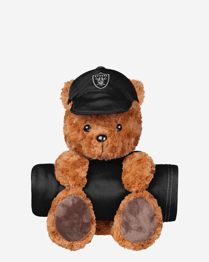 Las Vegas Raiders Throw Blanket With Plush Bear FOCO - FOCO.com