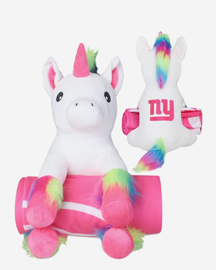 New York Giants Throw Blanket With Plush Unicorn FOCO - FOCO.com