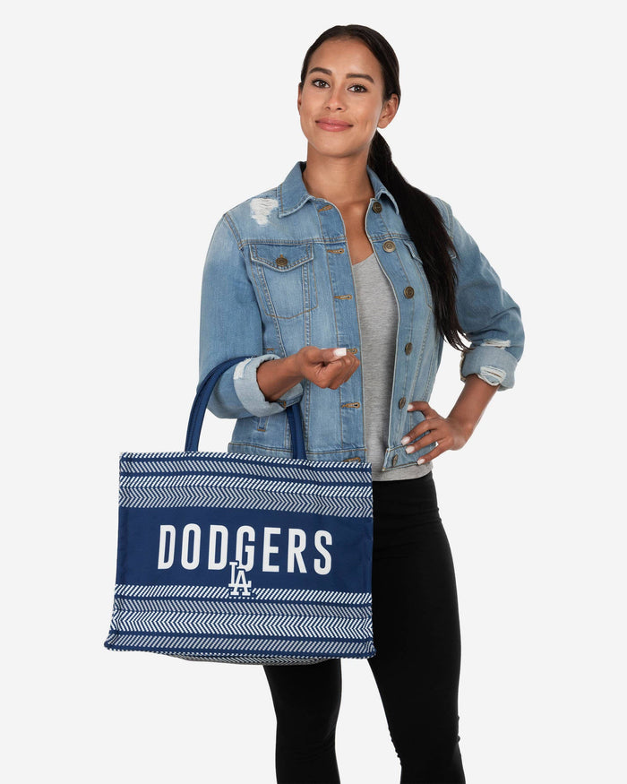 Los Angeles Dodgers Stitch Pattern Canvas Tote Bag FOCO - FOCO.com