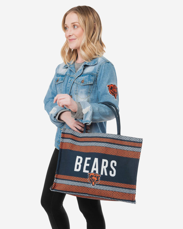 Chicago Bears Stitch Pattern Canvas Tote Bag FOCO - FOCO.com