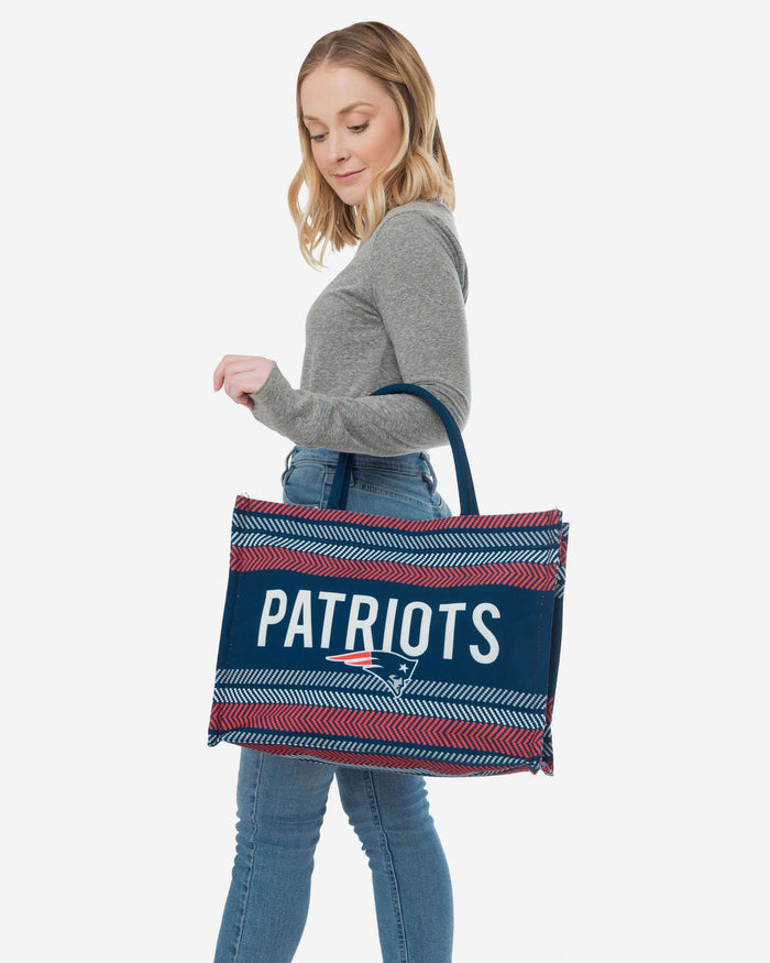 New England Patriots Stitch Pattern Canvas Tote Bag FOCO - FOCO.com