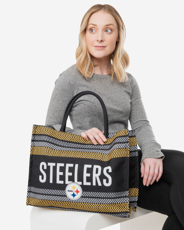 Pittsburgh Steelers Stitch Pattern Canvas Tote Bag FOCO - FOCO.com