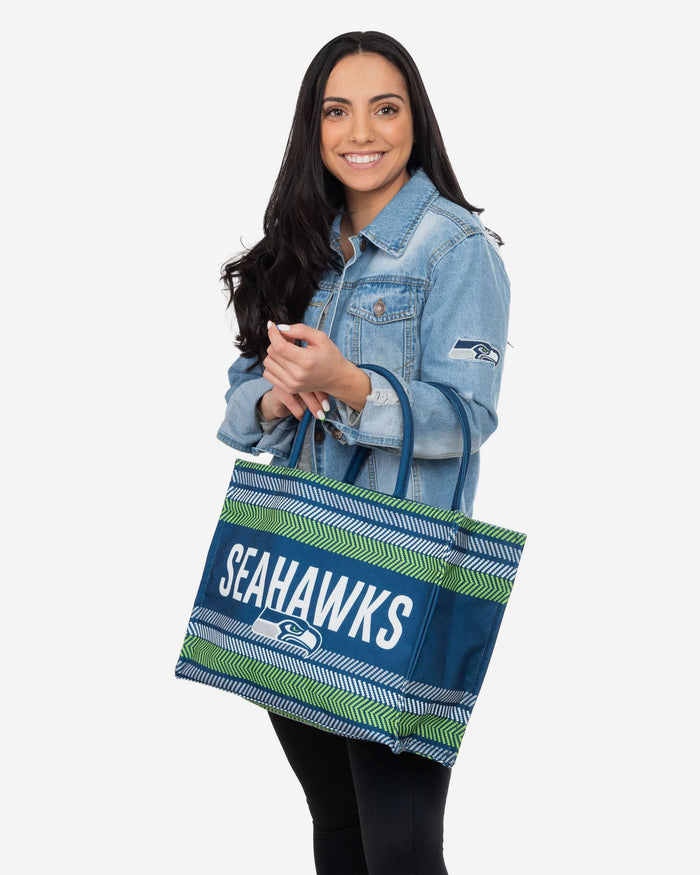 Seattle Seahawks Stitch Pattern Canvas Tote Bag FOCO - FOCO.com