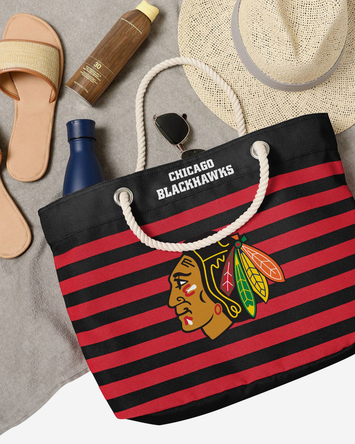 Chicago Blackhawks Nautical Stripe Tote Bag FOCO - FOCO.com