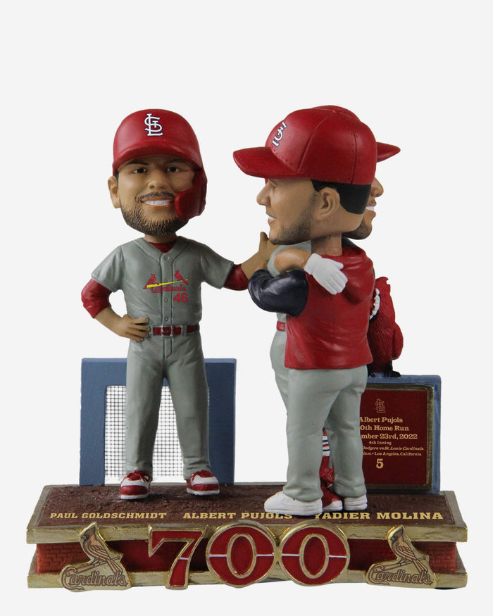 Albert Pujols & Yadier Molina & Paul Goldschmidt St Louis Cardinals 700 Home Run Moment Mini Bobblehead Scene FOCO - FOCO.com