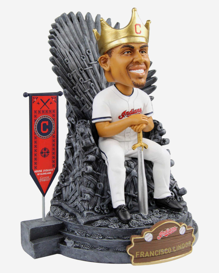 Game of Thrones™ Cleveland Guardians Francisco Lindor Iron Throne Bobblehead FOCO - FOCO.com