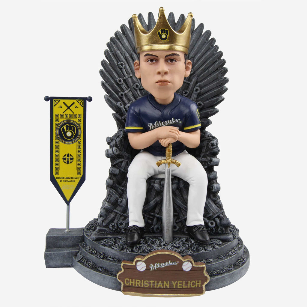 Game of Thrones™ Milwaukee Brewers Christian Yelich Iron Throne Bobblehead FOCO - FOCO.com