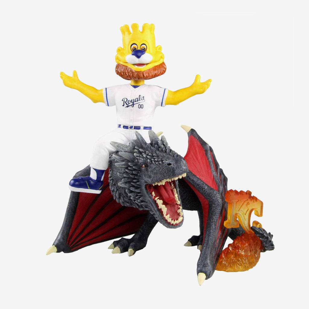 Game of Thrones™ Kansas City Royals Sluggerrr Mascot On Fire Dragon Bobblehead FOCO - FOCO.com