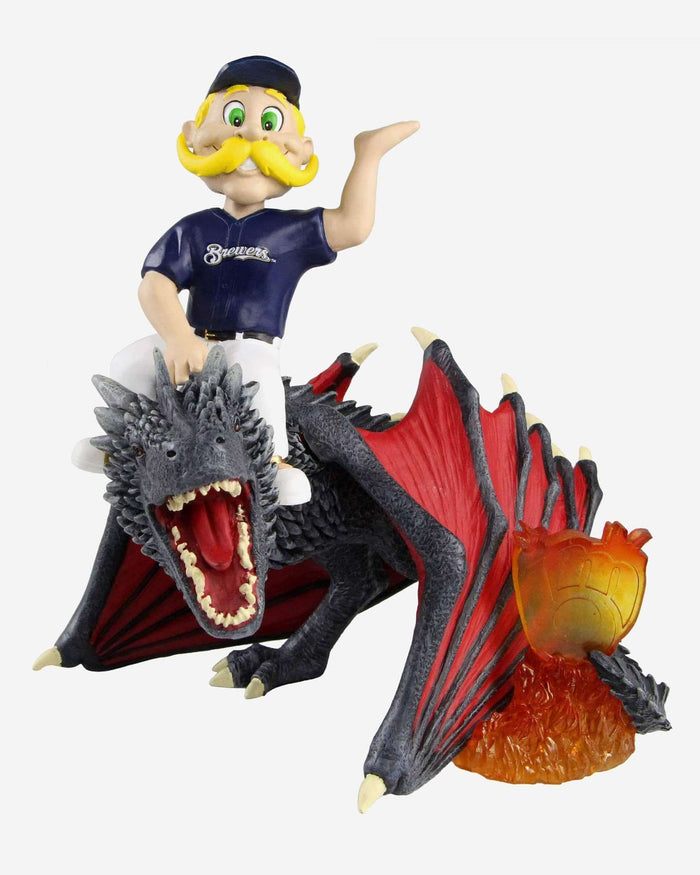 Game of Thrones™ Milwaukee Brewers Bernie Brewer Mascot On Fire Dragon Bobblehead FOCO - FOCO.com