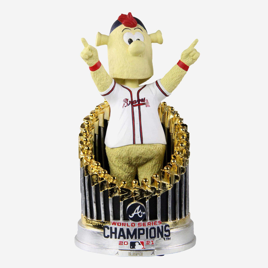 Blooper Atlanta Braves 2021 World Series Champions Mascot In Trophy Bobblehead FOCO - FOCO.com