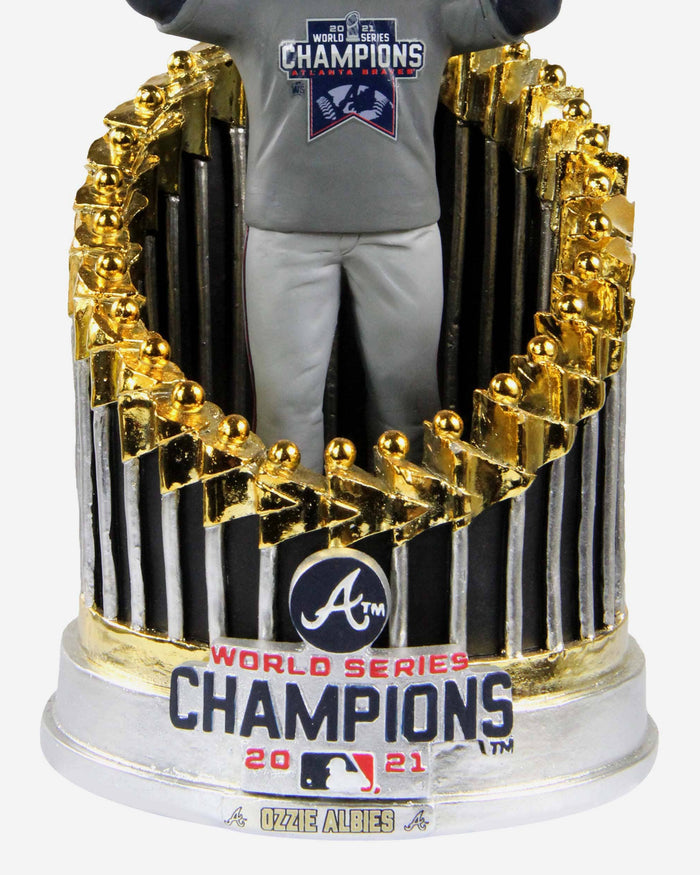 Ozzie Albies Atlanta Braves 2021 World Series Champions Player In Trophy Bobblehead FOCO - FOCO.com