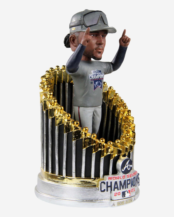 Ozzie Albies Atlanta Braves 2021 World Series Champions Player In Trophy Bobblehead FOCO - FOCO.com