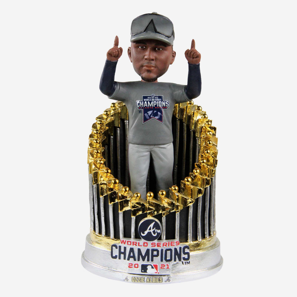 Ozzie Albies Atlanta Braves 2021 World Series Champions Player In Trophy Bobblehead FOCO - FOCO.com