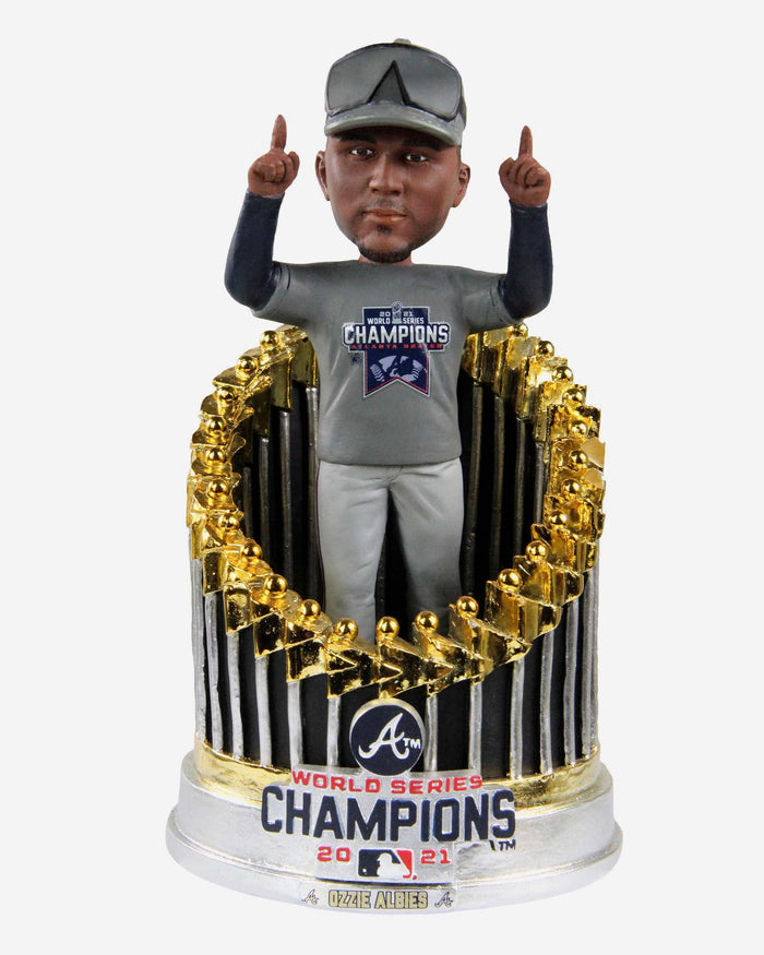 Ozzie Albies Atlanta Braves 2021 World Series Champions Player In Trophy Bobblehead FOCO - FOCO.com