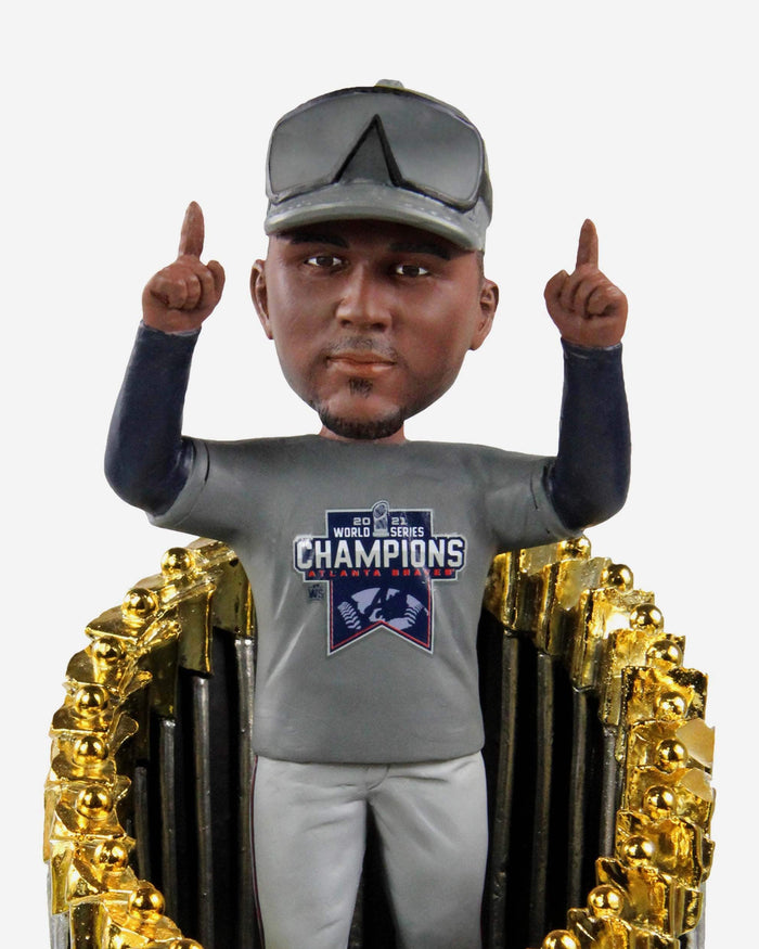 Ozzie Albies Atlanta Braves 2021 World Series Champions Player In Trophy Bobblehead FOCO - FOCO.com