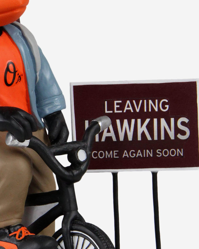 The Oriole Bird Baltimore Orioles Stranger Things Mascot On Bike Bobblehead FOCO - FOCO.com