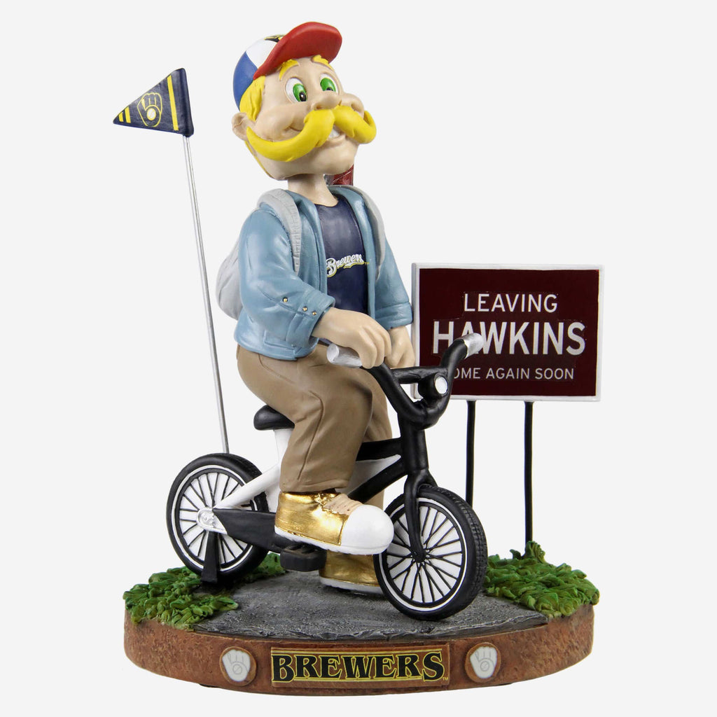 Bernie Brewer Milwaukee Brewers Stranger Things Mascot On Bike Bobblehead FOCO - FOCO.com