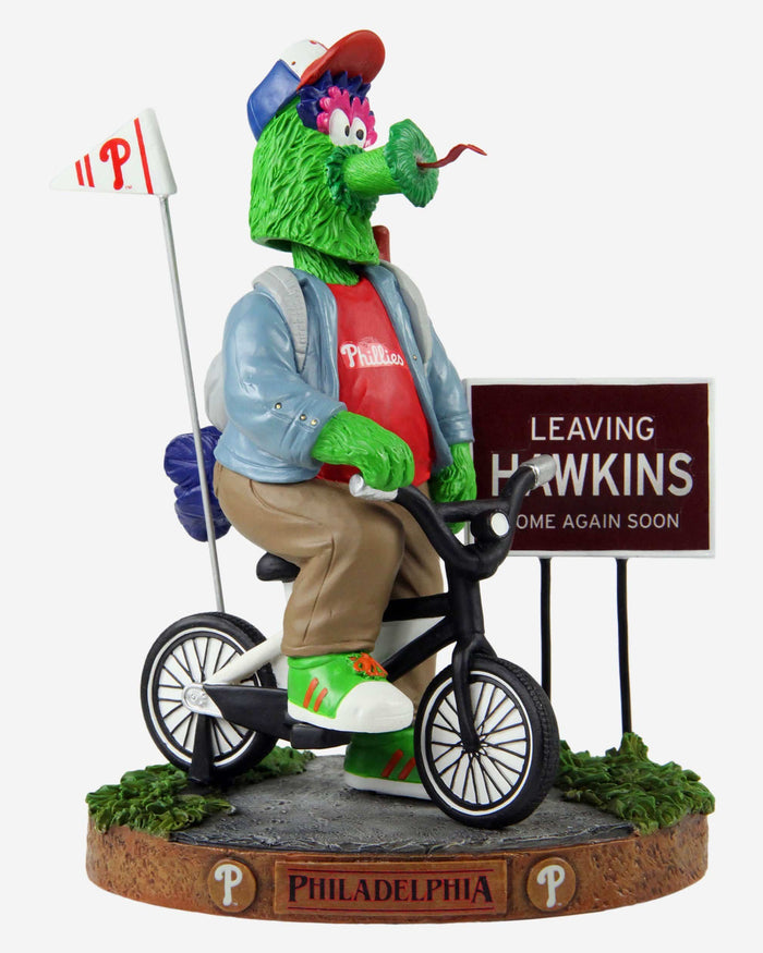 Phillie Phanatic Philadelphia Phillies Stranger Things Mascot On Bike Bobblehead FOCO - FOCO.com