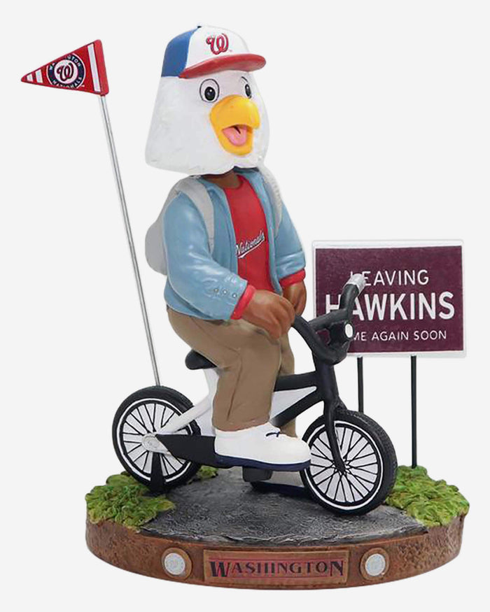 Screech Washington Nationals Stranger Things Mascot On Bike Bobblehead FOCO - FOCO.com