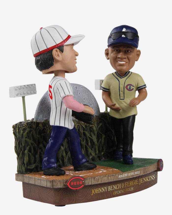 Johnny Bench & Fergie Jenkins Cincinnati Reds & Chicago Cubs 2022 Dyersville Cornfield First Pitch Dual Bobblehead FOCO - FOCO.com