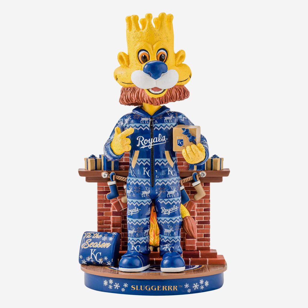 Sluggerrr Kansas City Royals Holiday Mascot Bobblehead FOCO - FOCO.com