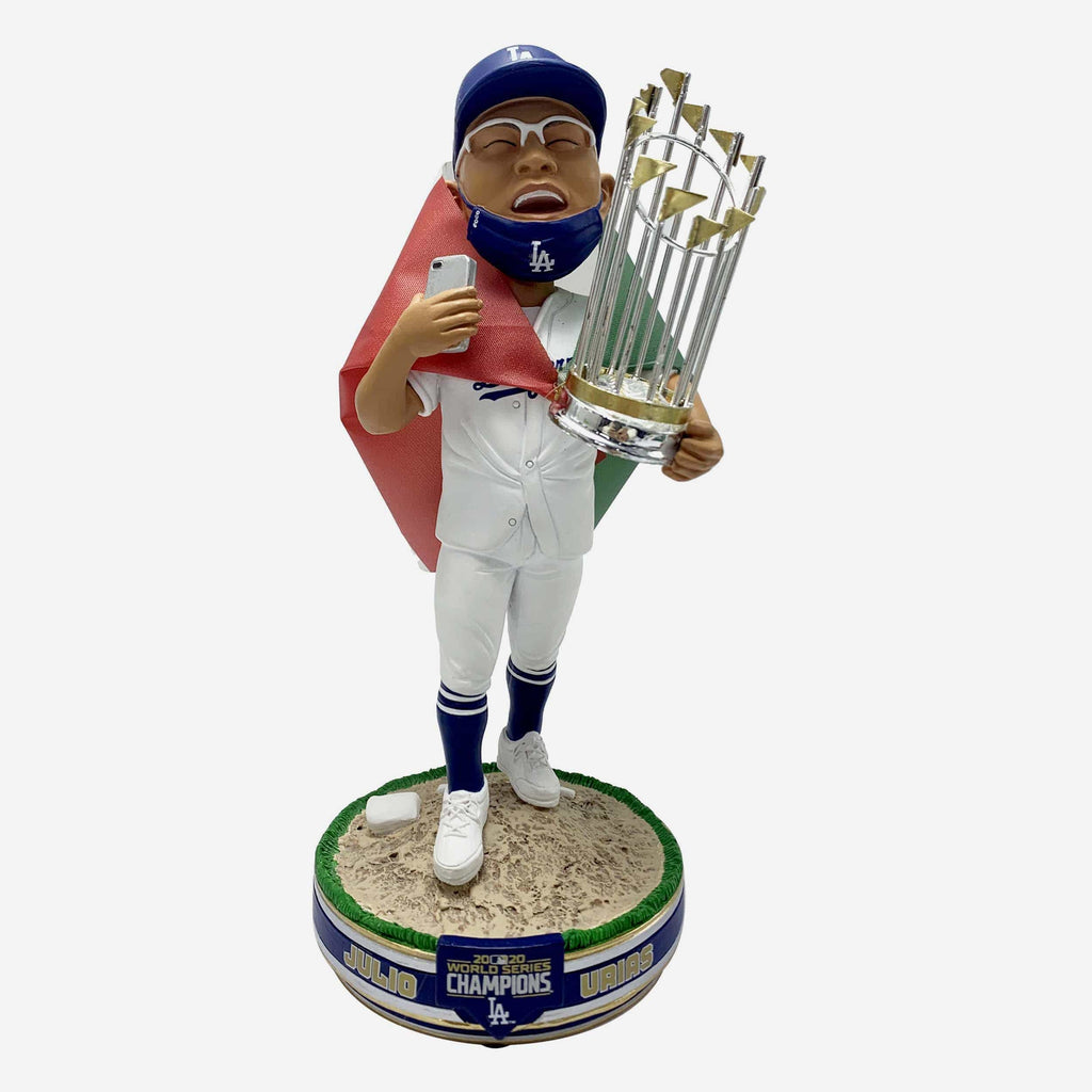 Julio Urias Los Angeles Dodgers 2020 World Series Champions Flag Celebration Bobblehead FOCO - FOCO.com