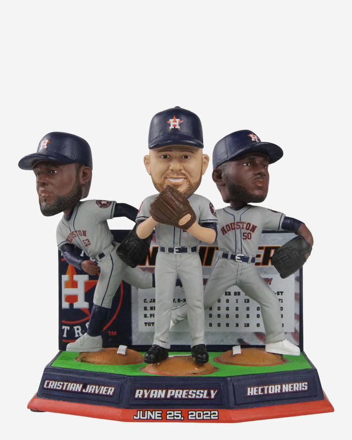 Cristian Javier & Hector Neris & Ryan Pressly Houston Astros Combined No Hitter Mini Bobblehead Scene FOCO - FOCO.com