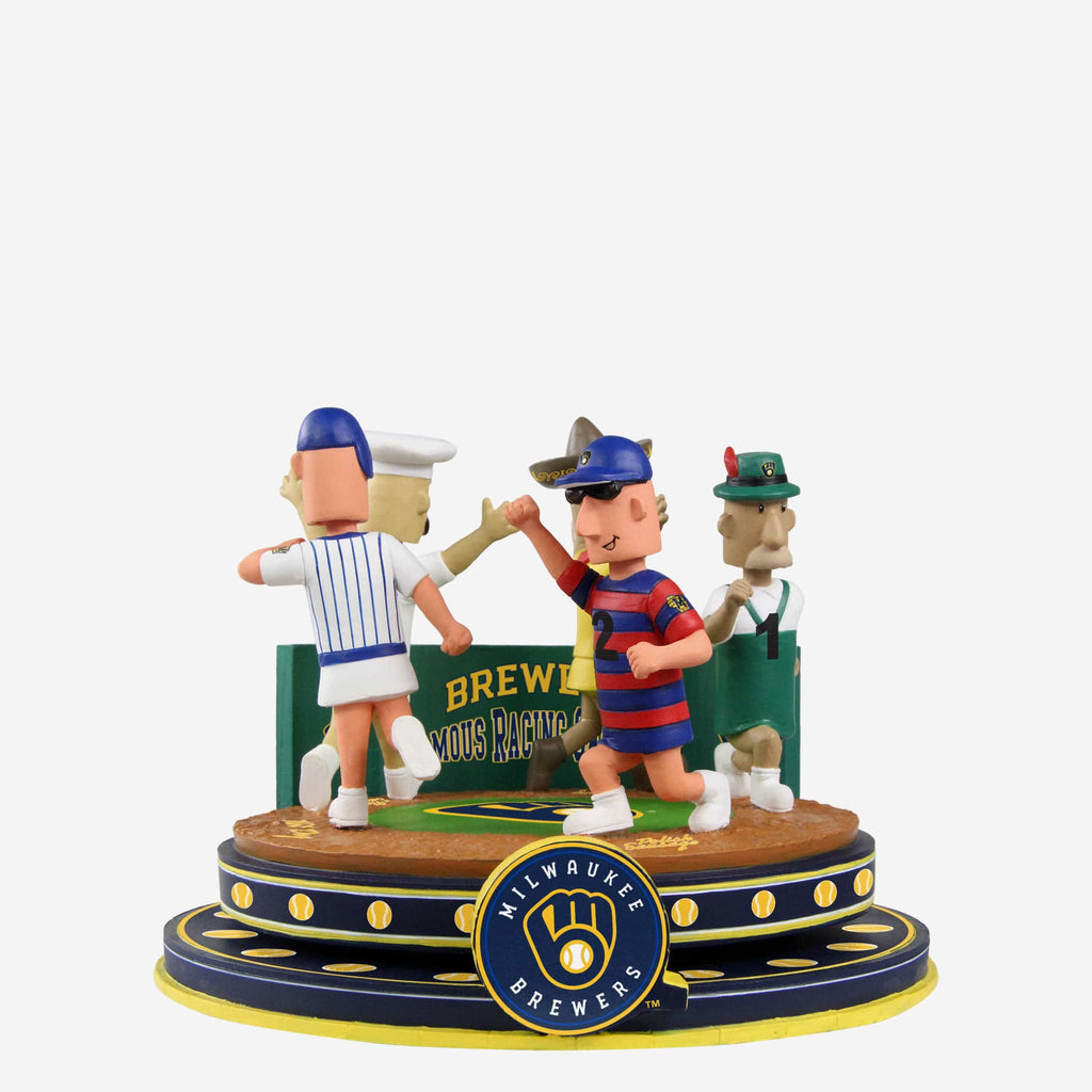 Milwaukee Brewers Racing Sausages Mini Bobblehead Scene FOCO - FOCO.com