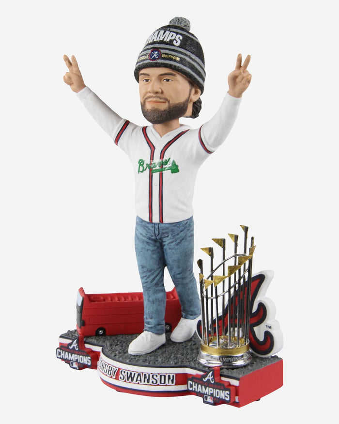 Dansby Swanson Atlanta Braves 2021 World Series Champions Celebration Bobblehead FOCO - FOCO.com