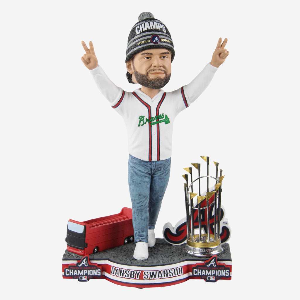 Dansby Swanson Atlanta Braves 2021 World Series Champions Celebration Bobblehead FOCO - FOCO.com