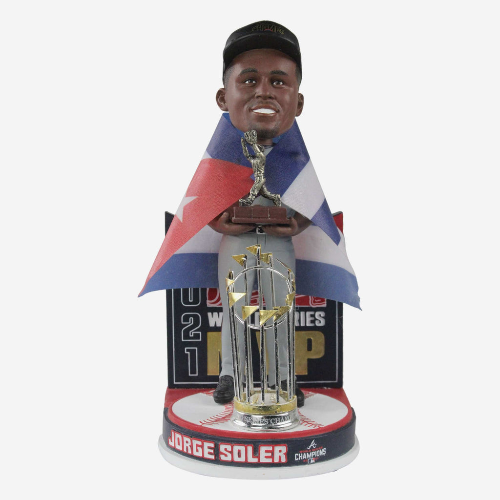 Jorge Soler Atlanta Braves 2021 World Series Champions MVP Flag Moment Bobblehead FOCO - FOCO.com