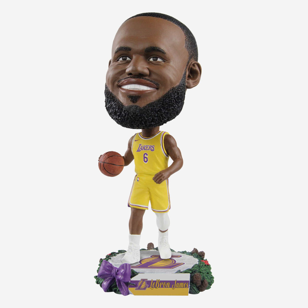 LeBron James Los Angeles Lakers Holiday Wreath Bighead Bobblehead FOCO - FOCO.com