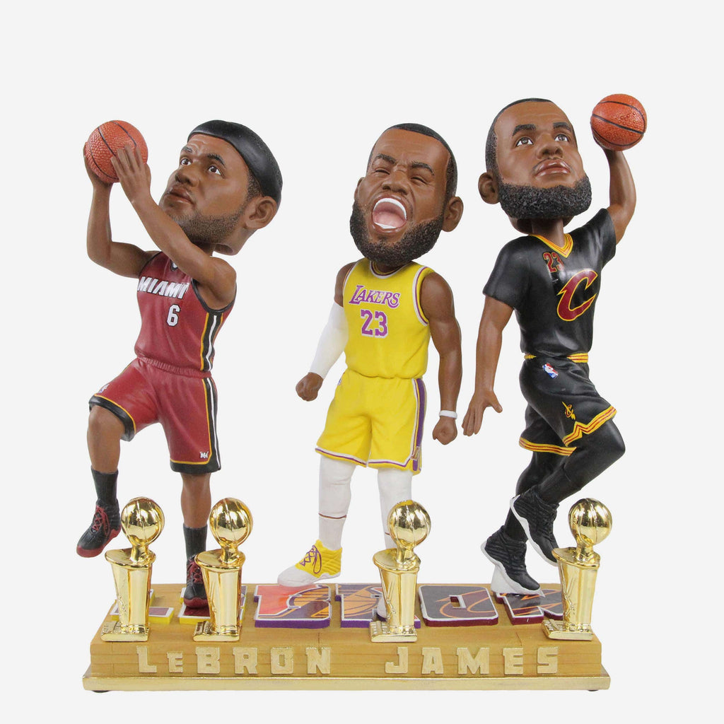 LeBron James Los Angeles Lakers 4X Champion Triple Bobblehead FOCO - FOCO.com