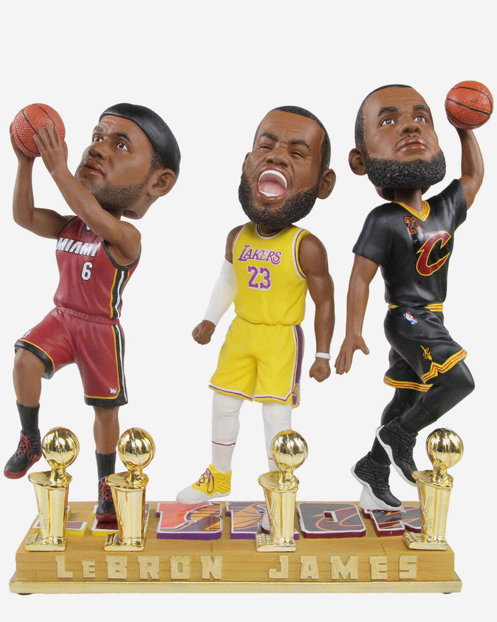 LeBron James Los Angeles Lakers 4X Champion Triple Bobblehead FOCO - FOCO.com