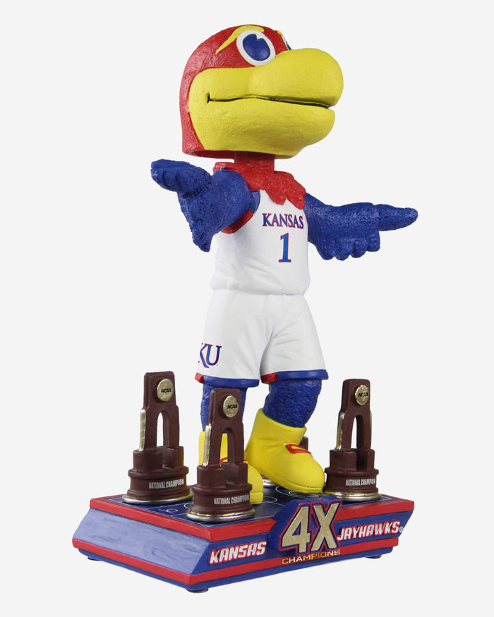 Big Jay Kansas Jayhawks 4x Men's Basketball National Champions Trophy Mascot Bobblehead FOCO - FOCO.com