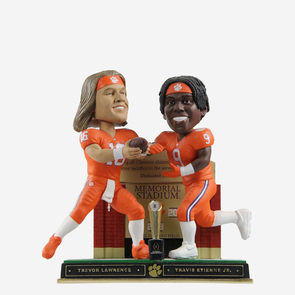 Trevor Lawrence & Travis Etienne Clemson Tigers 2018 Trophy Dual Bobblehead FOCO - FOCO.com