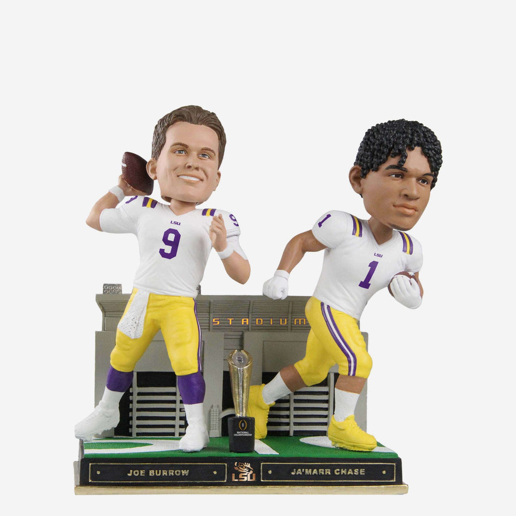 Joe Burrow & Ja'Marr Chase LSU Tigers 2019 Trophy Dual Bobblehead FOCO - FOCO.com