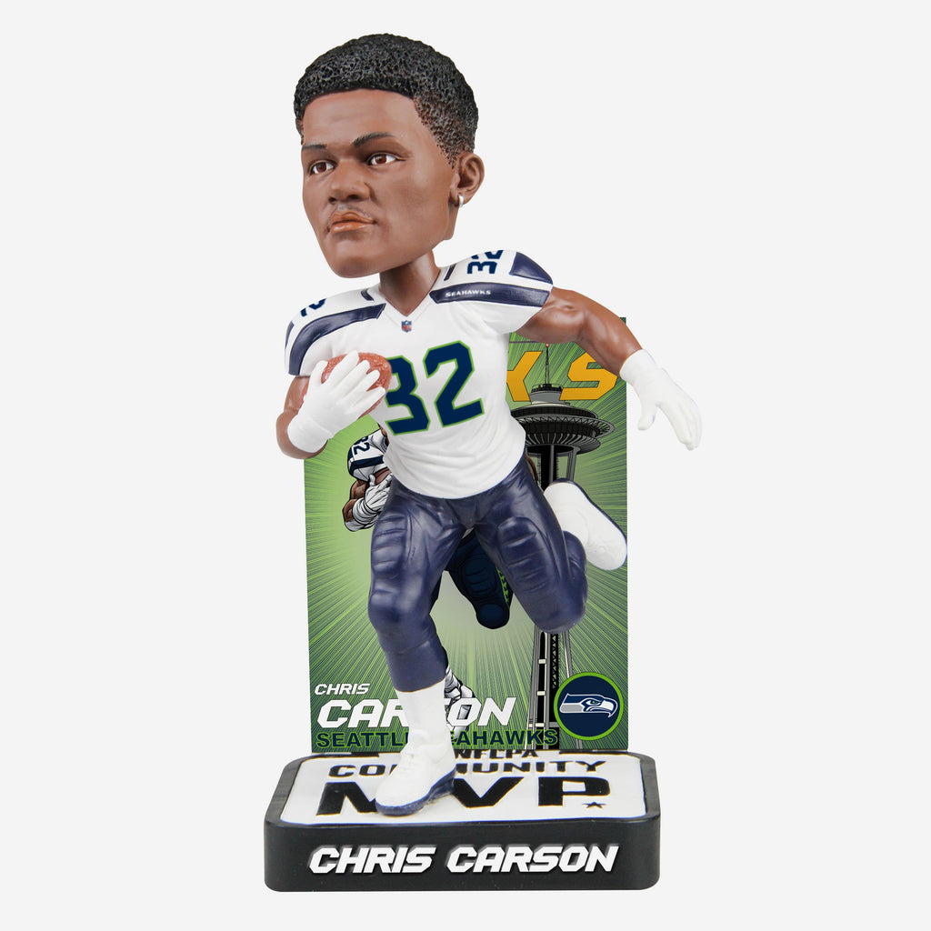 Chris Carson Seattle Seahawks 2018 Community MVP Award Bobblehead FOCO - FOCO.com